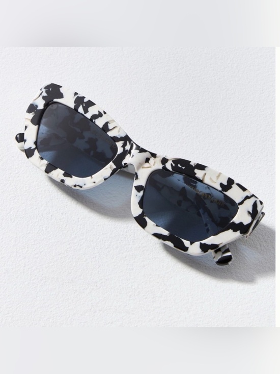 Anthropologie I-SEA Blocked Sunglasses, Black & White Acetate Frames